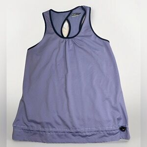 Lija Lavender Purple Athletic Mesh Tank Top Adjustable Hem Size L